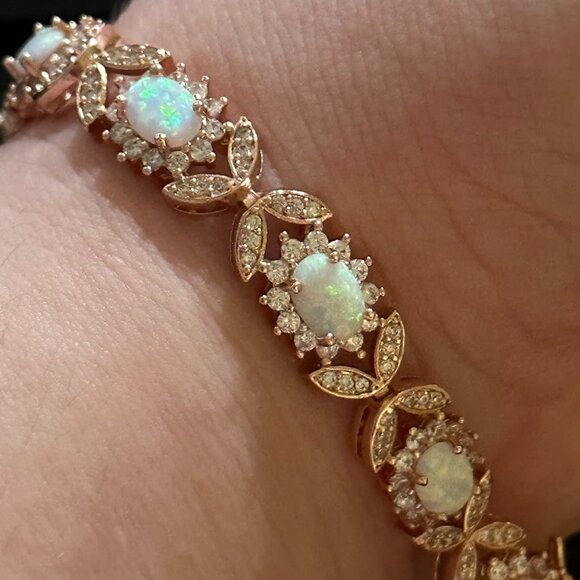 Neiman Marcus 18K Gold Plated Opal Tennis Bracelet - Picture 4 of 6